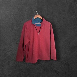 IZOD Mens Red Heather 1/4 Zip Pullover Sweater Long Sleeve Size L